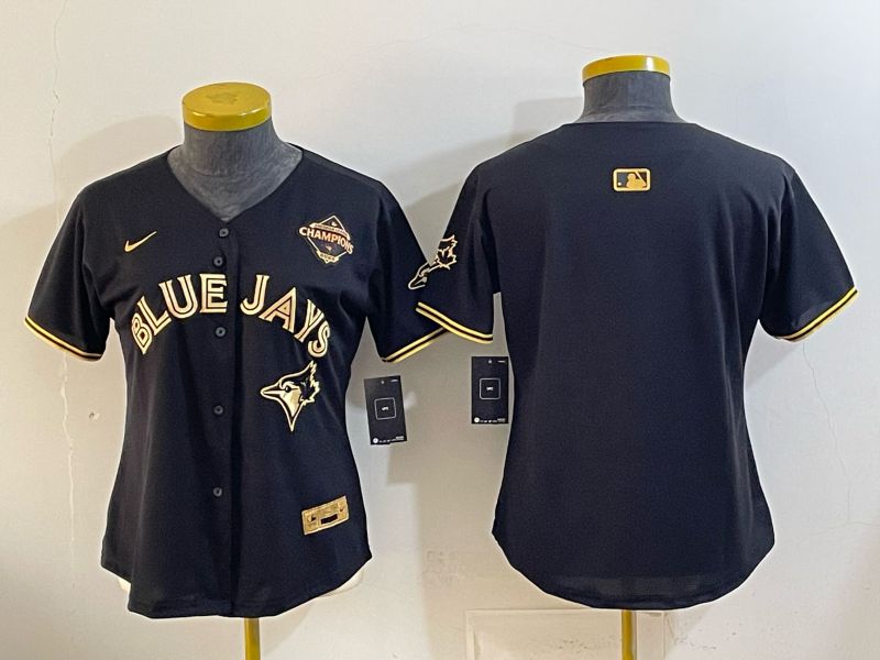 Women Toronto Blue Jays Blank Black Gold Game 2026 Nike MLB Jersey style 01->women mlb jersey->Women Jersey